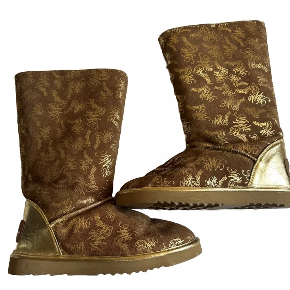 Apple Bottom Jeans Fur Lined Boots Women’s Size 10 Tan Gold NWOT NEW